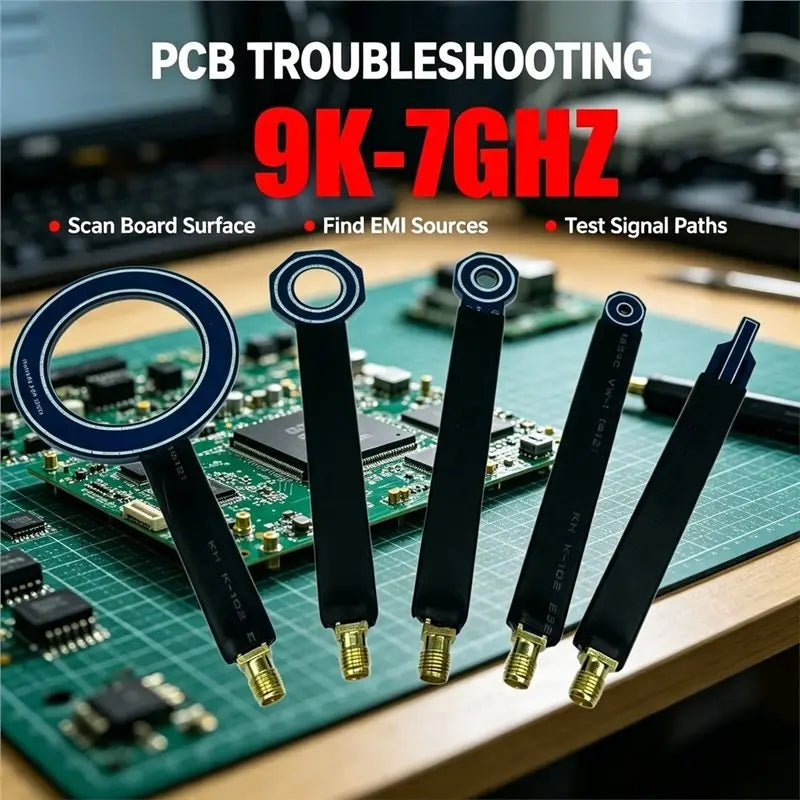 EMC EMI Near-Field Probe Set 9KHz–7GHz Half Shield Antenna 5Pcs EMI Near-Field Probe Set Babs