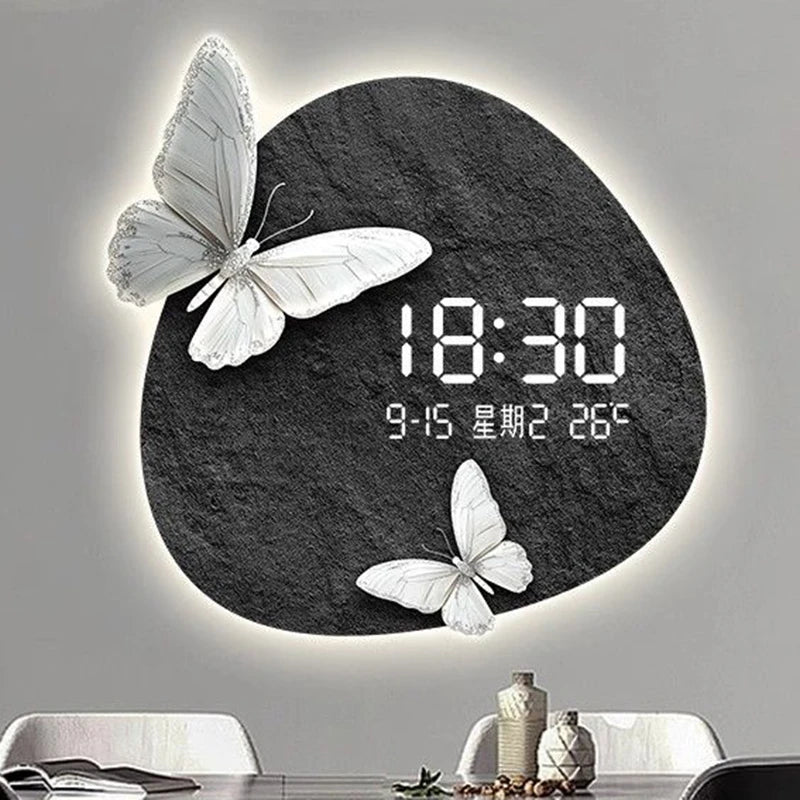 Large Digital Wall Clock with Light – Nordic Minimalist Luxury Digital Wall Clock Babs