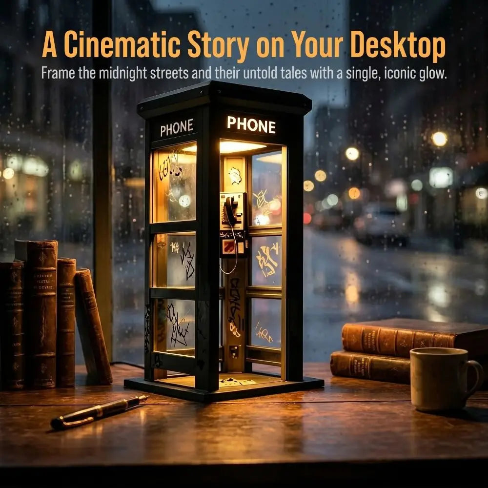 Vintage Phone Booth LED Night Light | Retro Desk Decor Lamp LED Night Light Babs