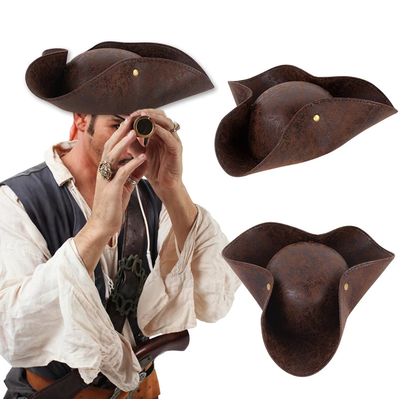 Faux Leather Pirate Captain Hat – Adult & Kids Costume Accessory Costume Hat Babs