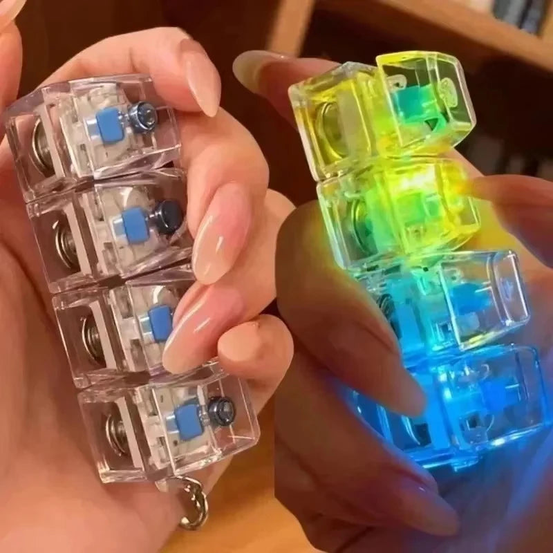 LED Light-Up 4-Key Keyboard Keycap Fidget Keychain Toy LED Fidget Keychain Babs