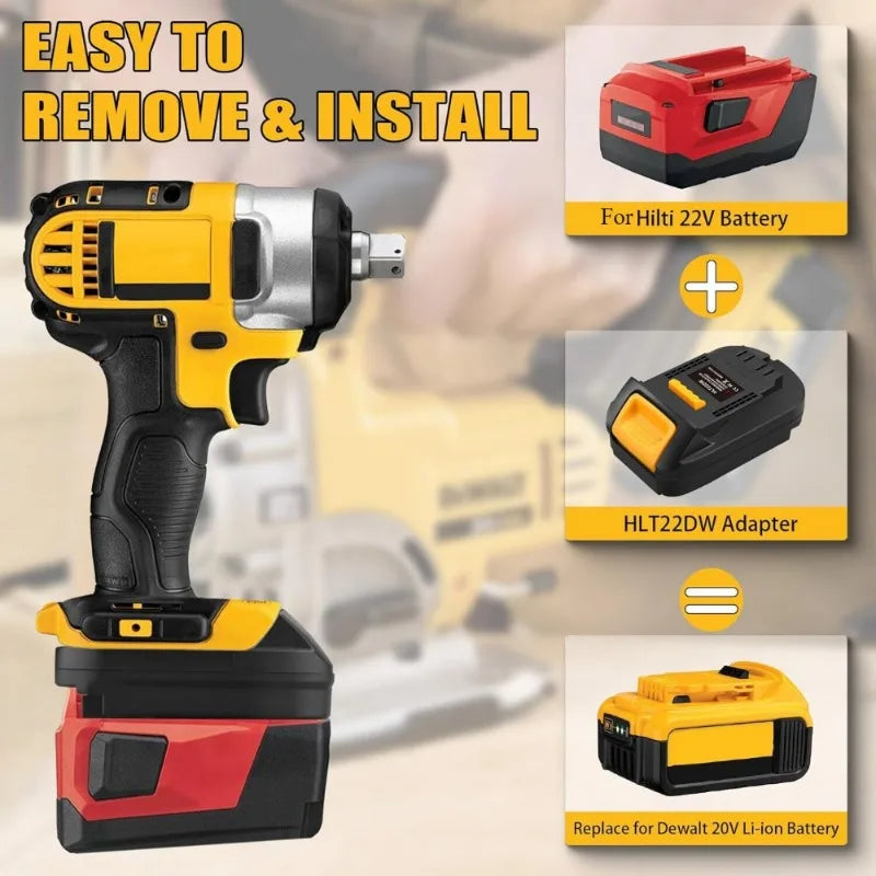 HLT22DW Adapter: Hilti 22V to DeWalt 20V MAX Converter Battery Adapter Babs