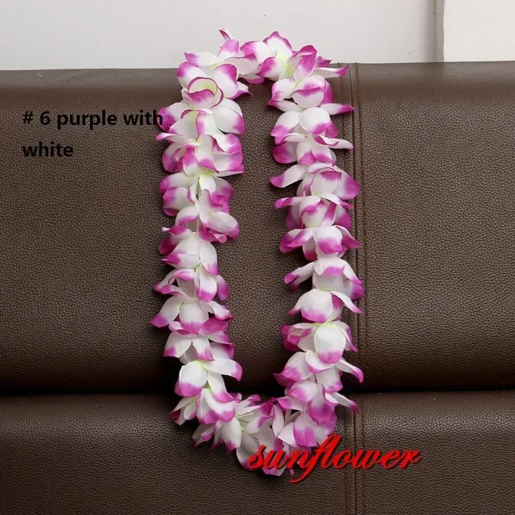 Hawaiian Flower Lei Necklace – Artificial Garland for Luau & Party Flower Lei Necklace Babs purple
