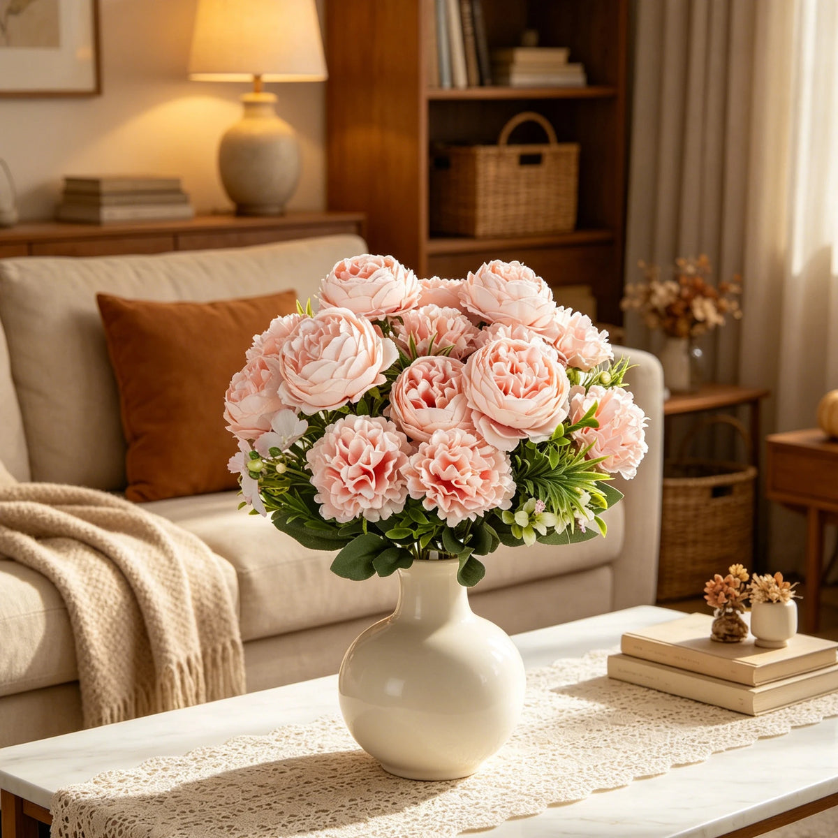 Silk Artificial Peony & Chrysanthemum Bouquet | Wedding Décor Artificial Flower Bouquet Babs