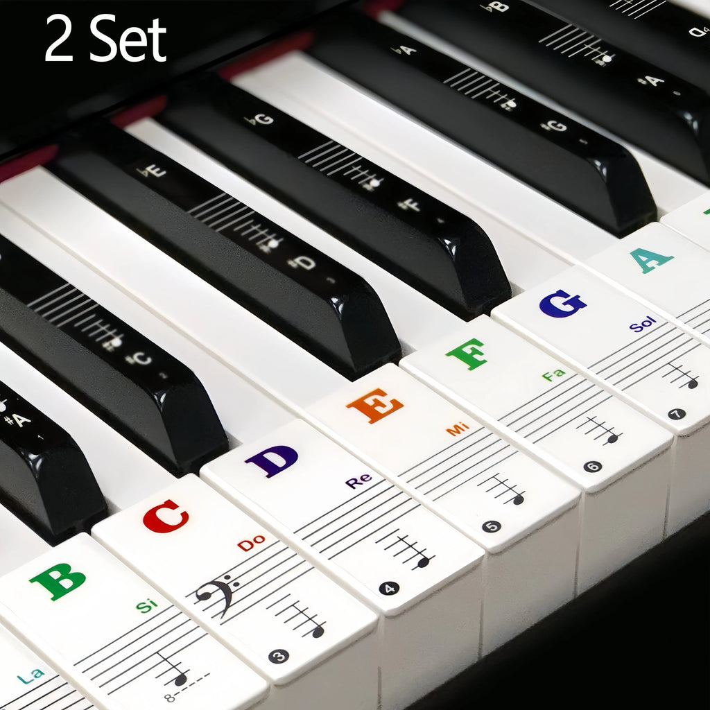 Piano Keyboard Stickers 88/61/54/49 Keys – 2 Sets Color Labels Piano Keyboard Stickers Babs