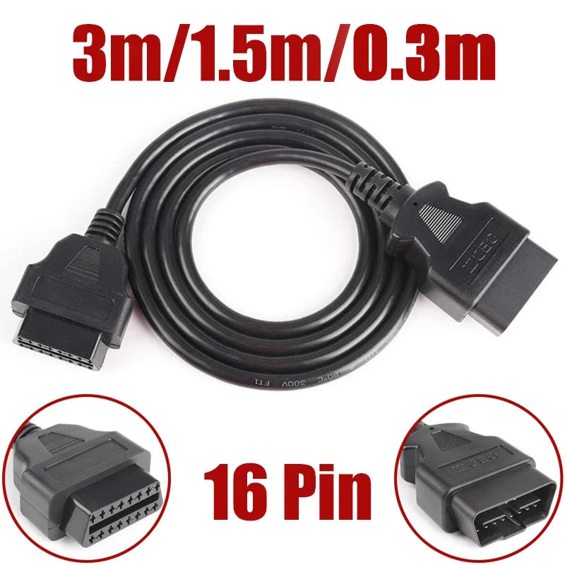 OBD2 16-Pin Extension Cable Male to Female – 1.5m & 3m OBD2 Adapter Cable Babs