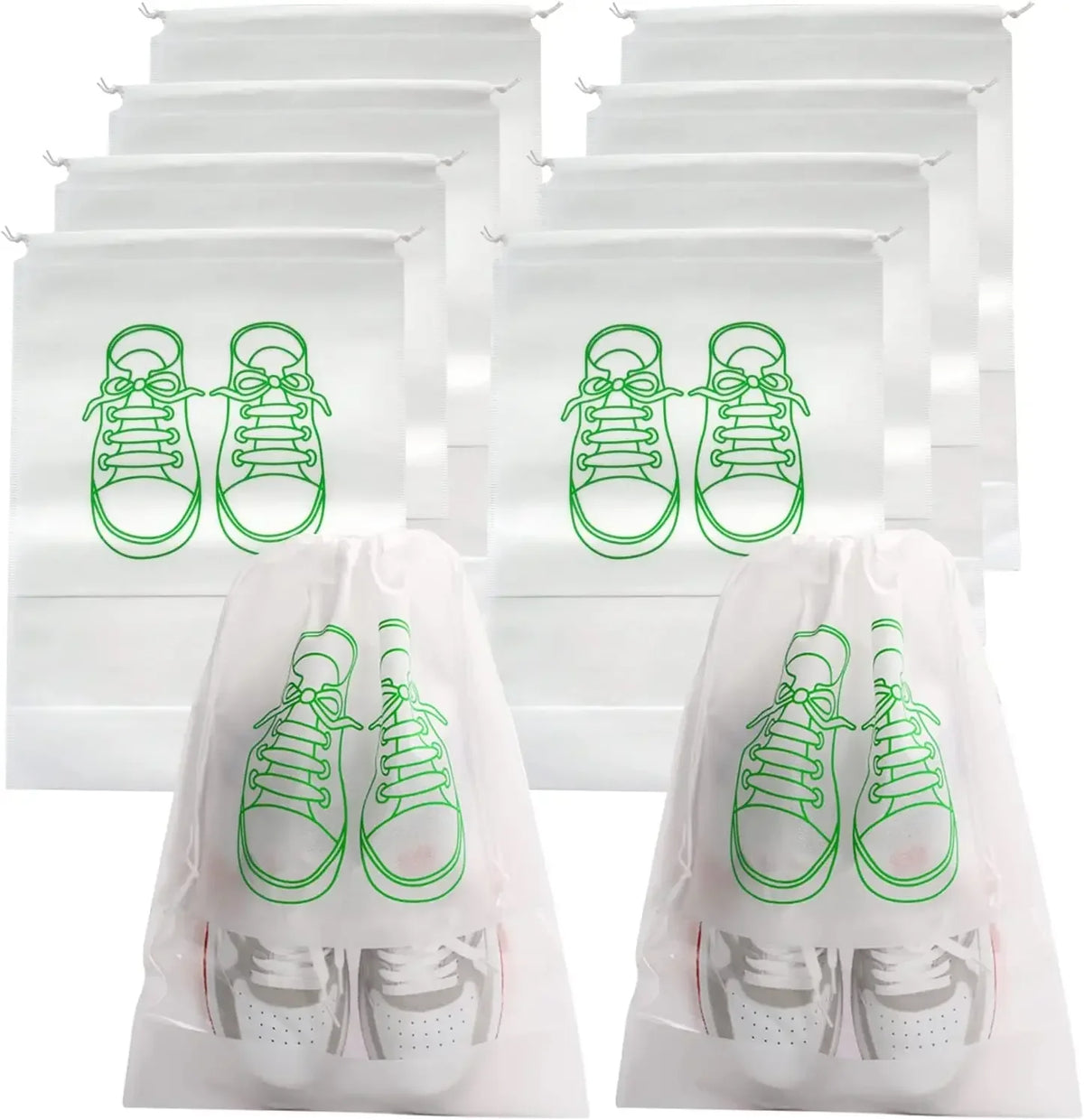 10-Pack Non-Woven Drawstring Shoe Bags for Travel & Storage Shoe Storage Bags Babs WHITE10PCS largesize