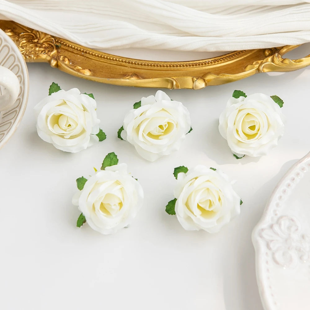 Silk Rose Heads Artificial Flowers – Wedding, Home & DIY Crafts Artificial Silk Flowers Babs WHITE 40 pcs