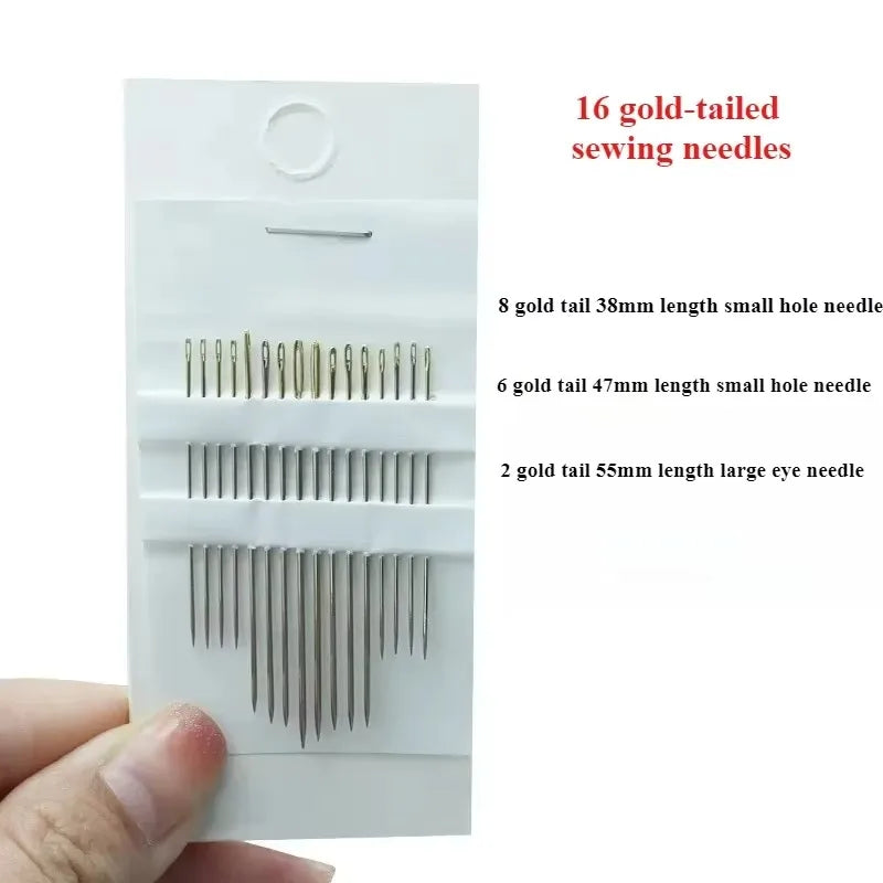 16-Piece Large Eye Hand Sewing Needles – Embroidery & Quilting Hand Sewing Needles Babs 16PCS