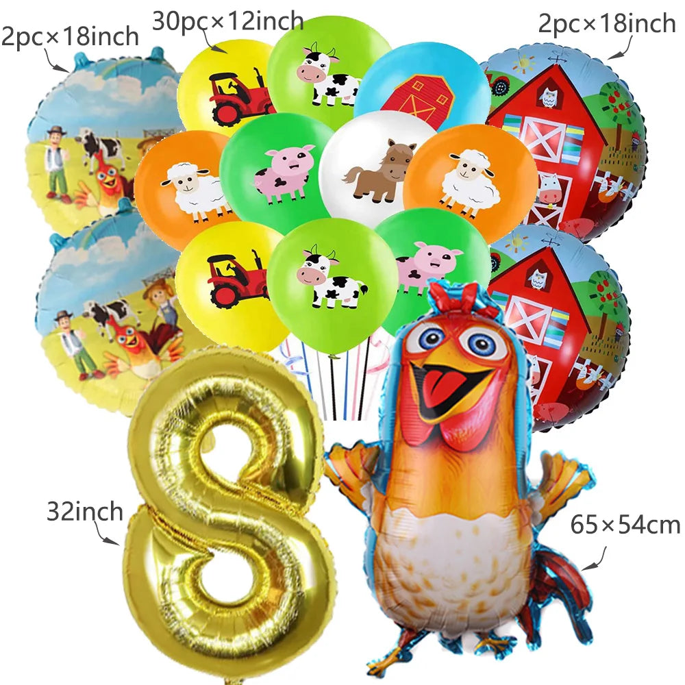Farm Animal Foil Balloons Set – Cow Sheep Duck Pig Party Decor Party Balloons Set Babs plum As show
