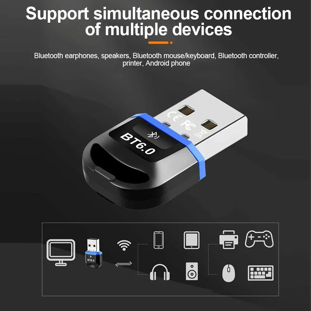 KEBIDUMEI Bluetooth 6.0 USB Dongle – Wireless PC Adapter Bluetooth USB Adapter Babs