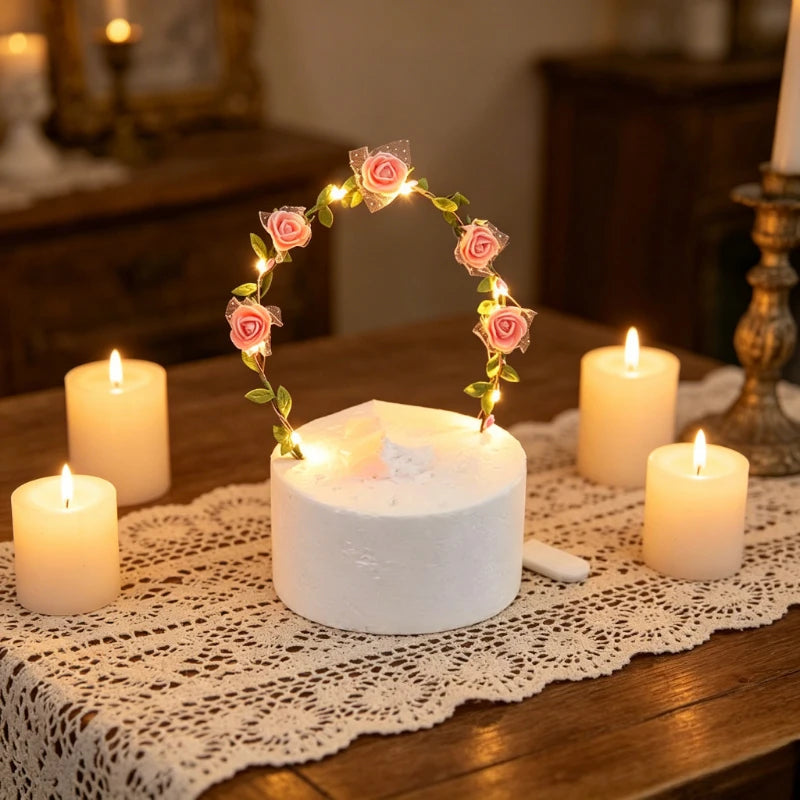 Flower Cake Topper with LED Lights | Wedding & Birthday LED Cake Topper Babs