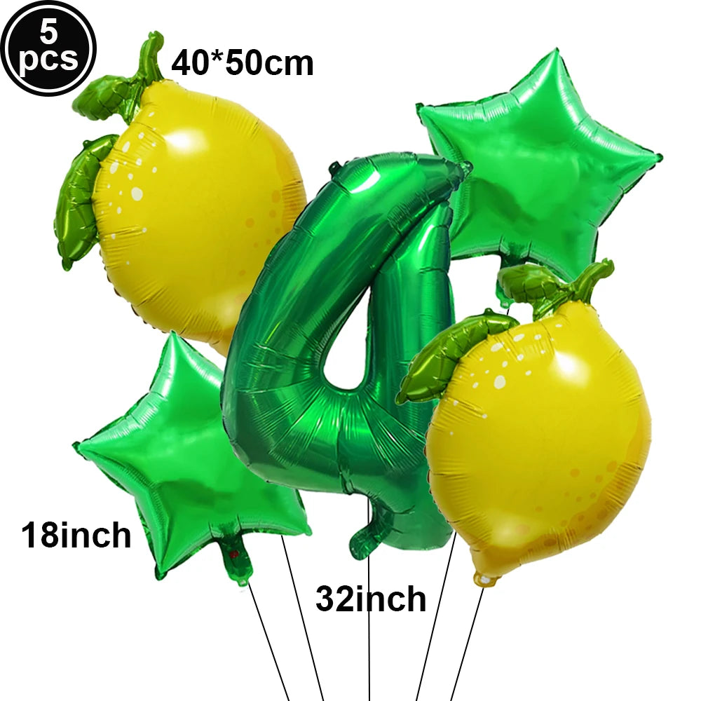 Lemon Foil Balloon Set with 32" Number Balloons – Party Decor Foil Balloon Set Babs iridescent as show