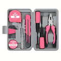 Pink 13-Piece Home Tool Set – Steel Wrench, Screwdriver & Pliers Home Tool Set Babs 1set