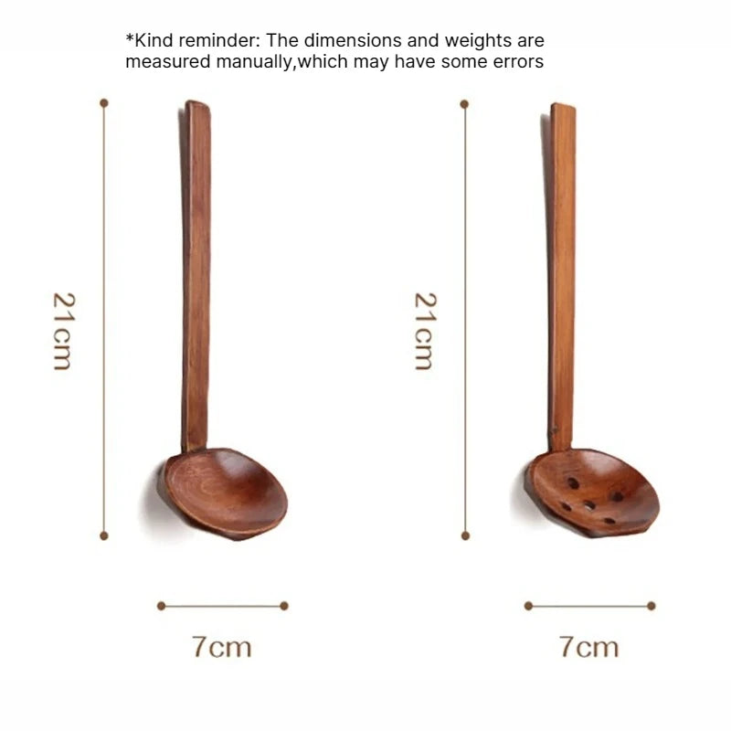 Japanese Long Handle Wooden Soup Spoon & Slotted Spoon Wooden Kitchen Spoon Babs