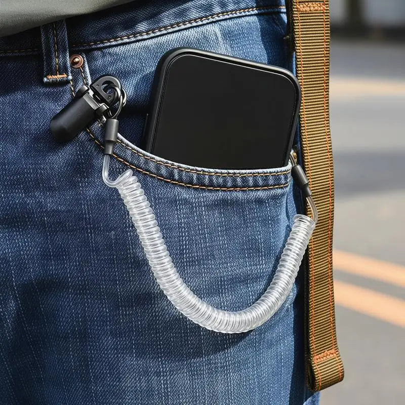 Retractable Coil Keychain Anti-Lost Wrist Strap Lanyard Retractable Safety Lanyard Babs