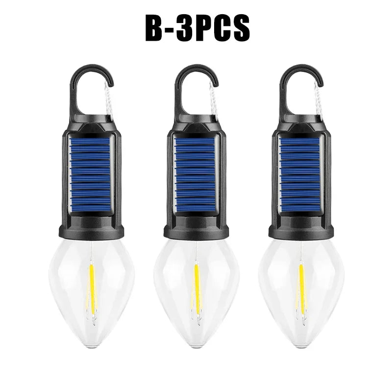 Solar Rechargeable Camping Light – Vintage Dimmable Bulb Solar Camping Light Babs B 3PCS