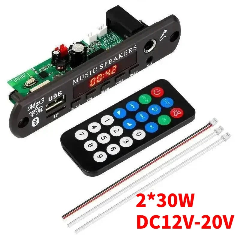 KEBIDUMEI 60W Bluetooth 5.3 MP3 Decoder Board USB FM Handsfree MP3 Decoder Amplifier Babs 60W DC12-20V