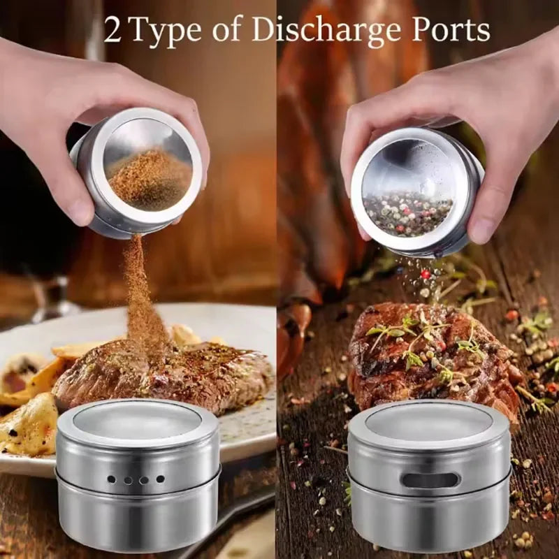 Magnetic Spice Jar Set – Stainless Steel Spice Tins Magnetic Spice Jar Set Babs