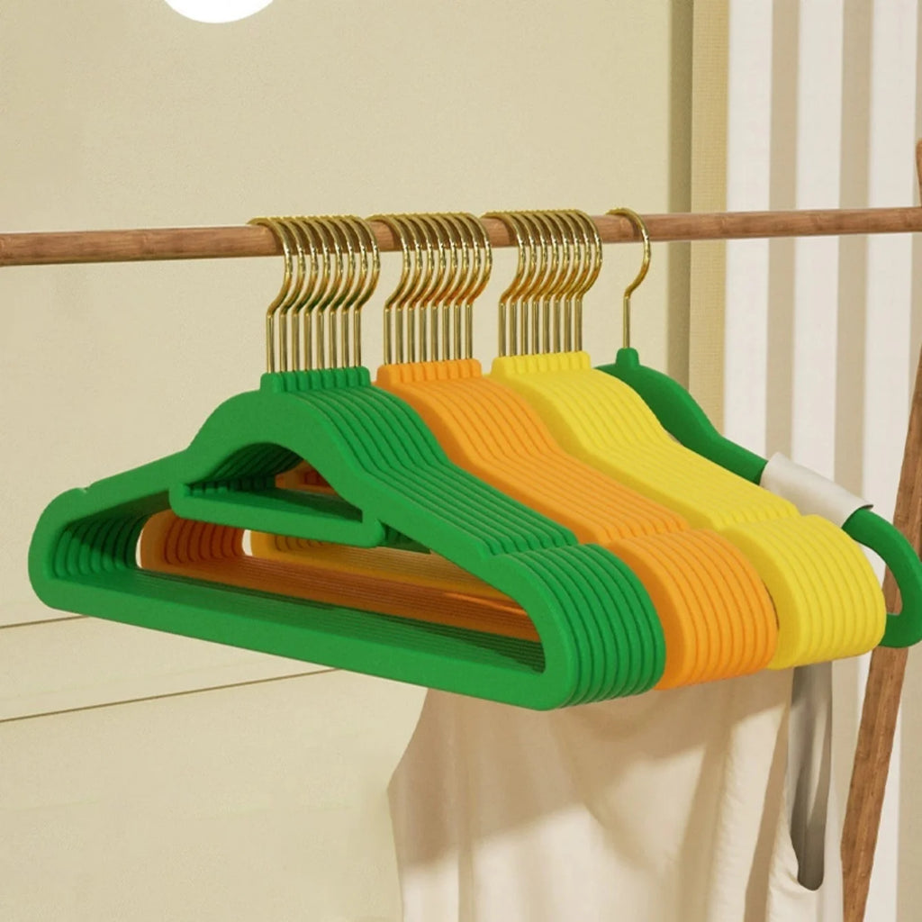 10-Pack Non-Slip Felt Suit Hangers | Ultra-Slim 360° Gold Hook Clothes Hangers Babs