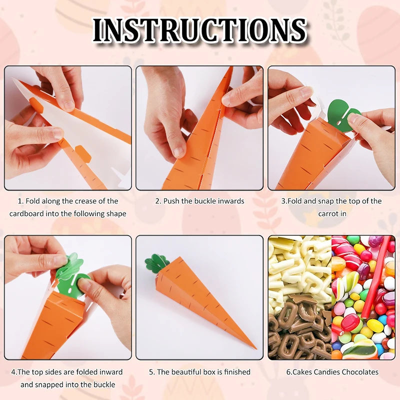 12pcs Easter Carrot Candy Boxes – Bunny Party Favor Bags Party Favor Boxes Babs