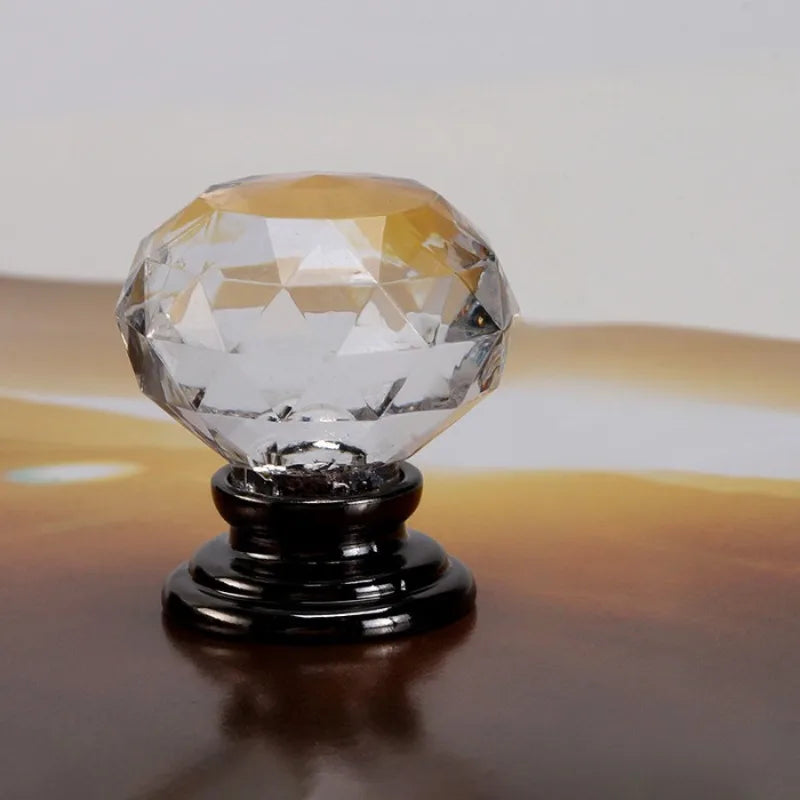 5pcs Crystal Acrylic Round Cabinet & Drawer Handles – 4 Colors Cabinet Drawer Pulls Babs black