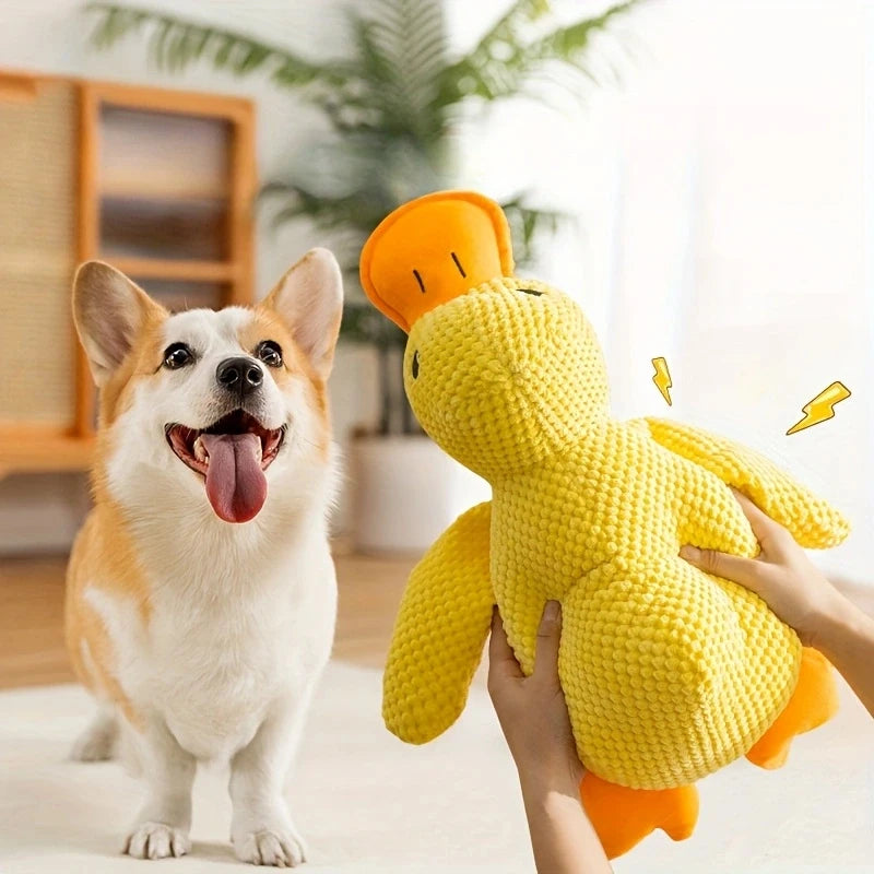 Yellow Duck Dog Calming Toy with Quacking Sound | Fleece Plush Plush Dog Toy Babs