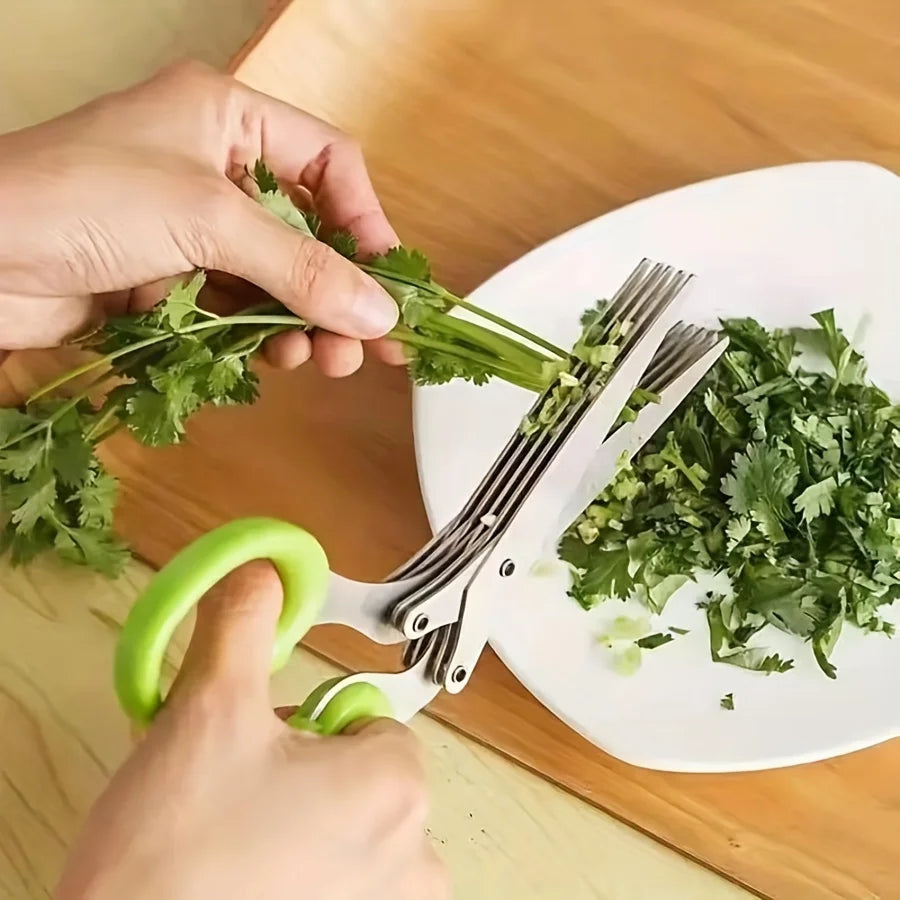 5-Layer Stainless Steel Multi-Blade Kitchen Herb Scissors Kitchen Scissors Babs