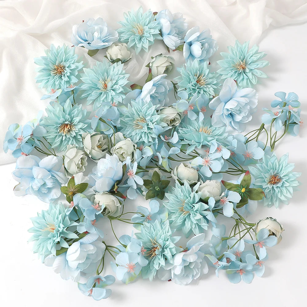 48pcs Pink Silk Artificial Rose Flower Heads – Wedding & DIY Decor Artificial Flower Heads Babs 48Pcs Blue