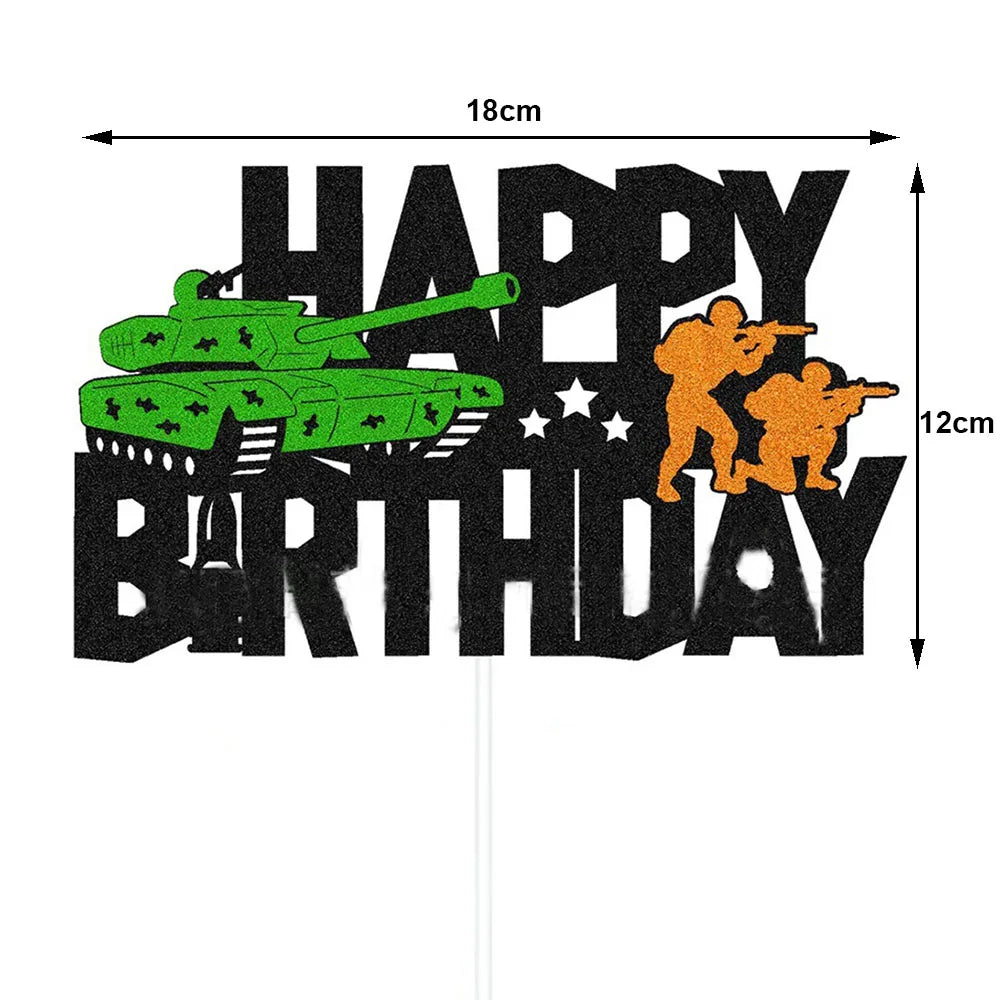 Military Camo Party Supplies – Plates, Cups & Balloons Set Party Tableware Set Babs cake topper As pictures show