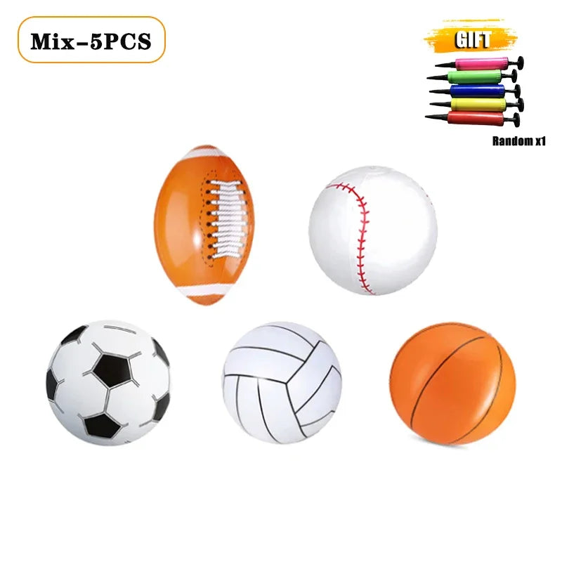 Inflatable Sports Balls Set – Beach, Pool & Party Toys for Kids Inflatable Sports Balls Babs Mix-5PCS As shown