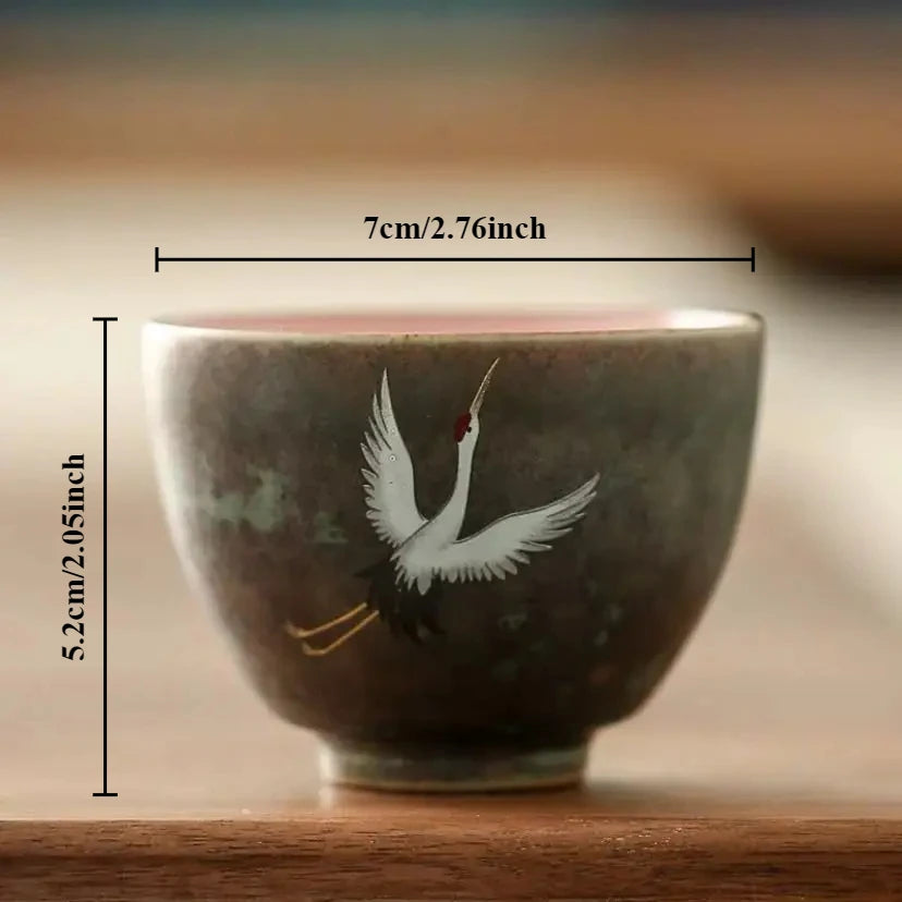 Retro Crane Ceramic Tea Cup – Chinese Style Porcelain Mug Ceramic Tea Mug Babs A 1PC <200ml