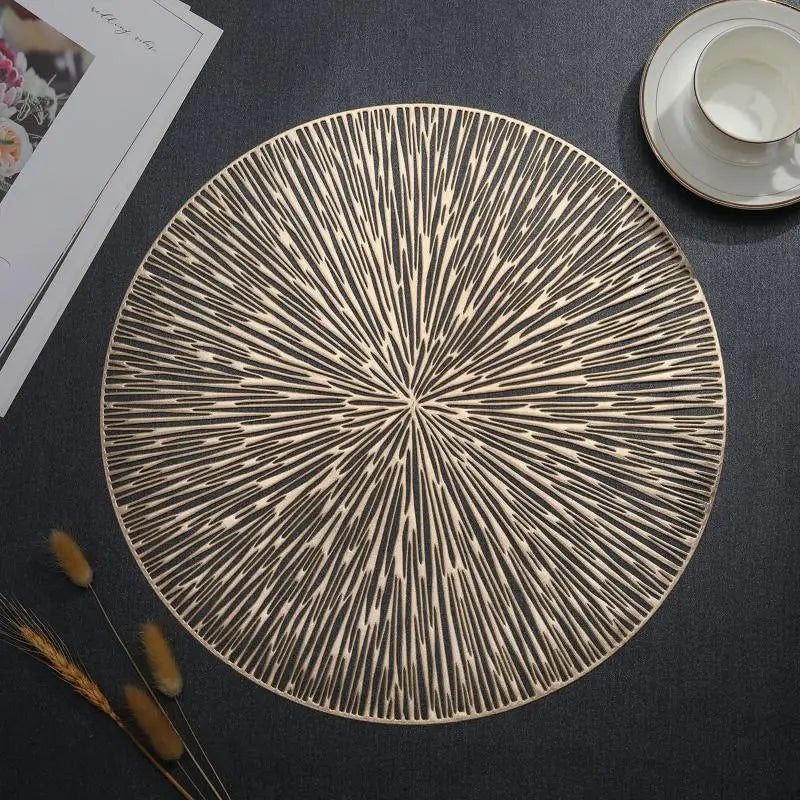 PVC Hollow Insulation Placemats | Heat Resistant Table Mats Dining Table Placemat Babs Gold