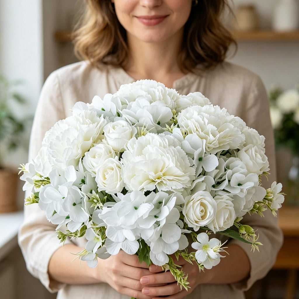 Silk Artificial Carnation Rose Bouquet | Wedding & Home Decor Artificial Flower Bouquet Babs