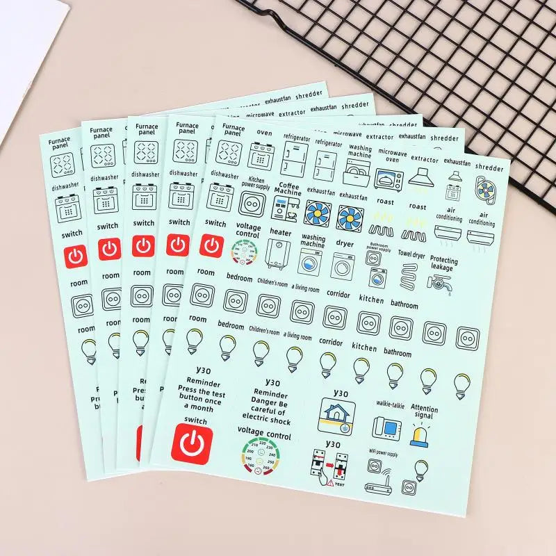 Circuit Breaker Panel Label Stickers – Waterproof PVC 2/5 Sheets Panel Label Stickers Babs green 5sheets