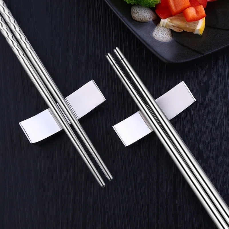 5 Pairs Square Stainless Steel Chopsticks – Non-Slip & Dishwasher Safe Stainless Steel Chopsticks Babs