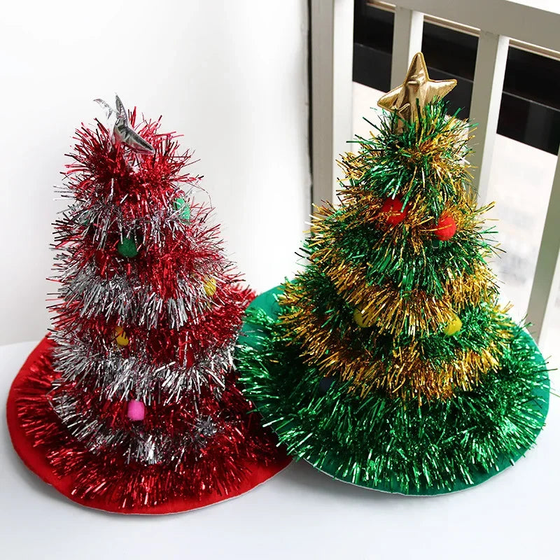 Christmas Tree Hat with LED Lights & Tinsel – Kids & Adults Christmas Costume Hat Babs