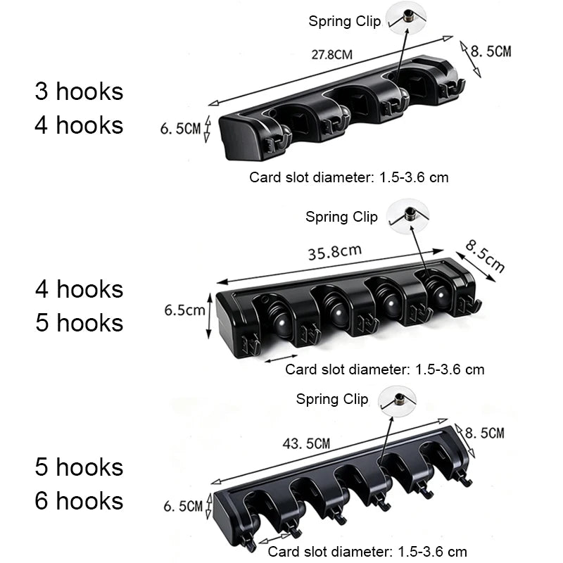 Wall Mounted Mop & Broom Holder – Multi-Slot Storage Rack Broom & Mop Holder Babs