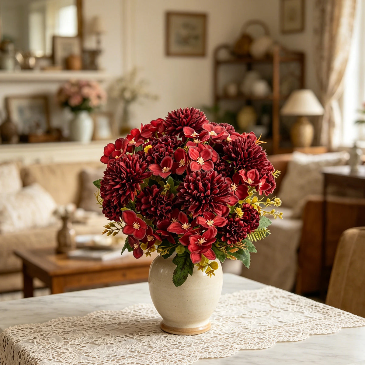 Artificial Silk Hydrangea Carnation Bouquet | Wedding Home Decor Artificial Flower Bouquet Babs