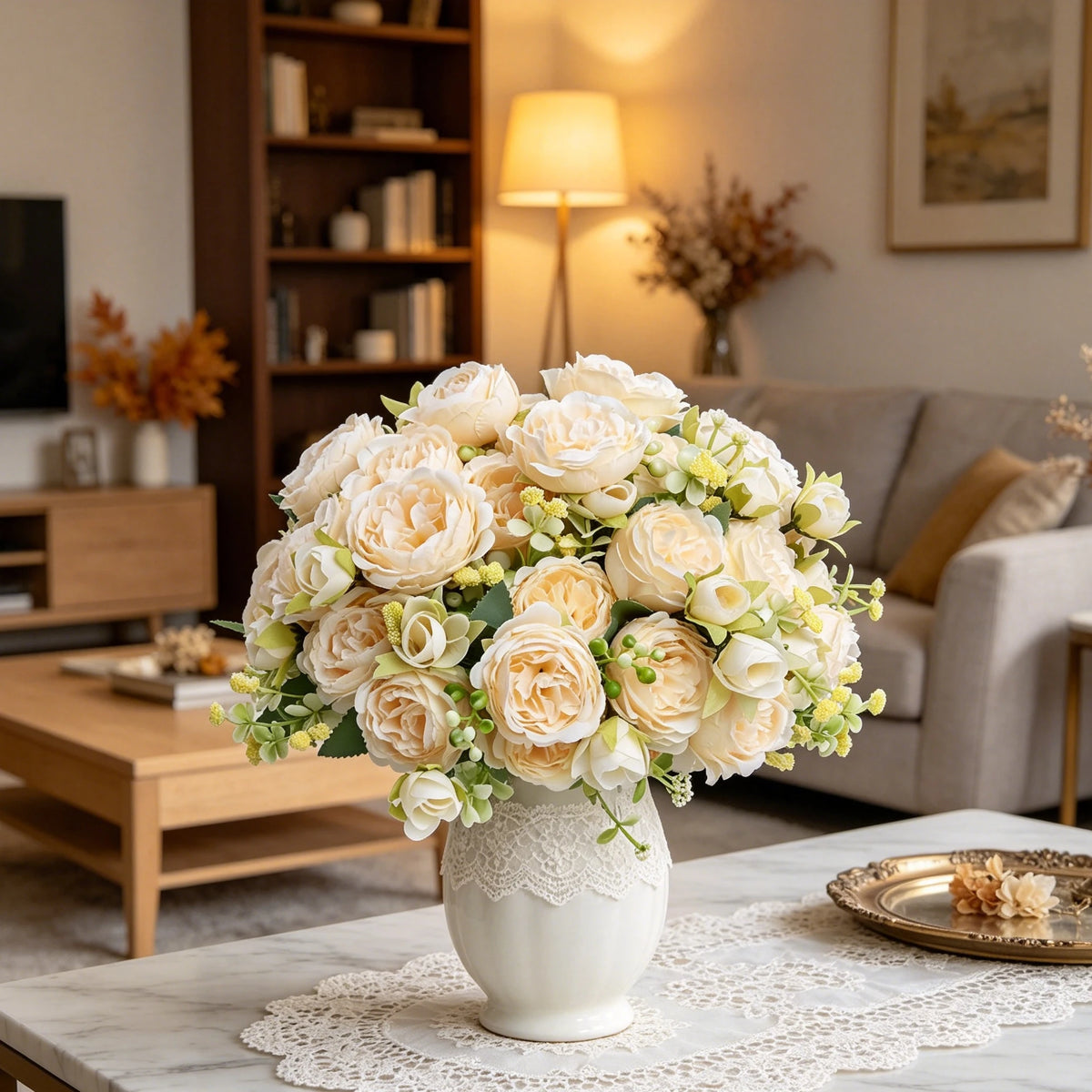 Silk Peony Rose Artificial Flowers – Wedding & Home Décor Artificial Flower Bouquet Babs