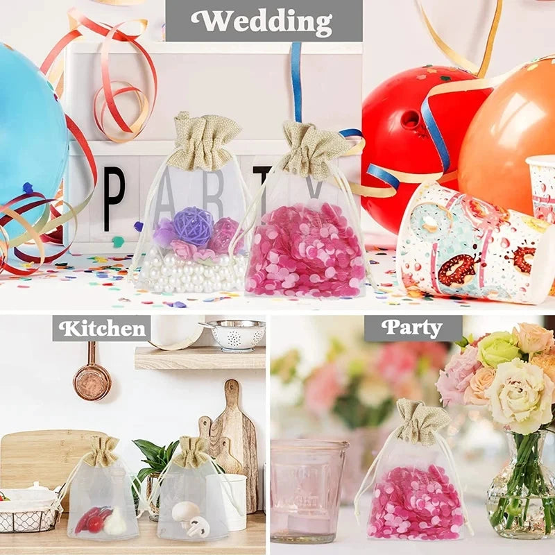 Linen Jute Drawstring Gift Bags – Wedding & Party Favors 20/50pc Drawstring Gift Bags Babs