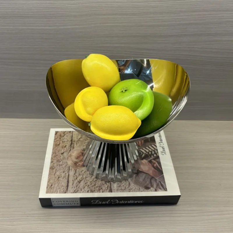 Heart-Shaped Stainless Steel Fruit Bowl – Modern Luxury Tray Decorative Fruit Bowl Babs