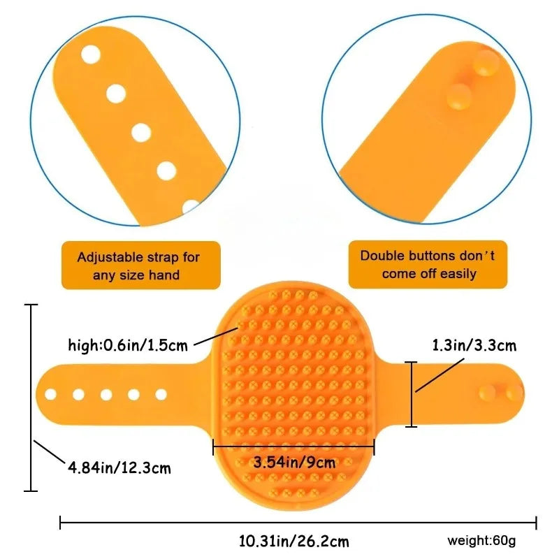 Dog Bath Brush – Rubber Grooming Curry Comb for Dogs & Cats Pet Grooming Brush Babs