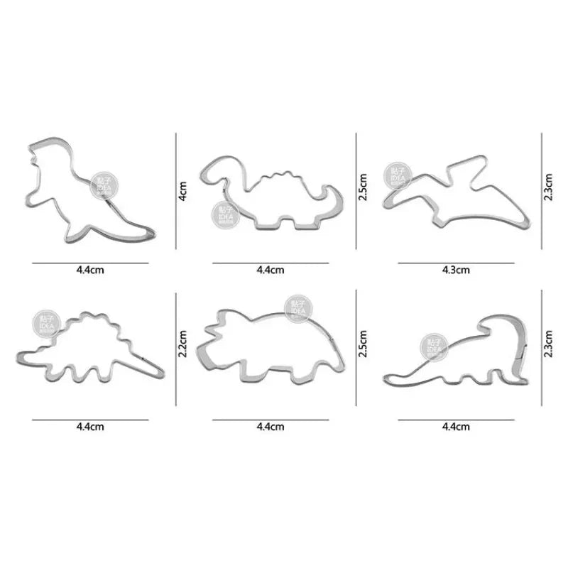 6-Piece Dinosaur Stainless Steel Cookie Cutters Baking Set Cookie Cutter Set Babs