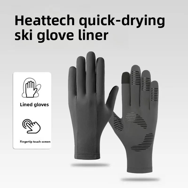 Touchscreen Fleece Glove Liners – Unisex Thermal Winter Gloves Fleece Glove Liners Babs Dark gray