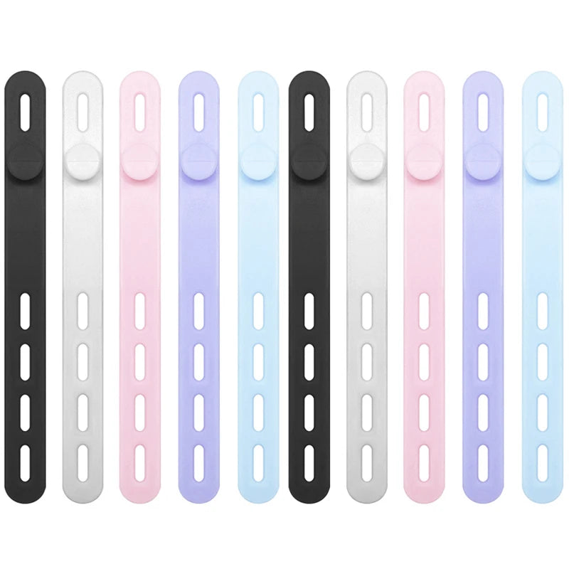 10pcs Reusable Silicone Cable Ties – Adjustable Cord Organizer Cable Organizer Ties Babs 5color 10pcs