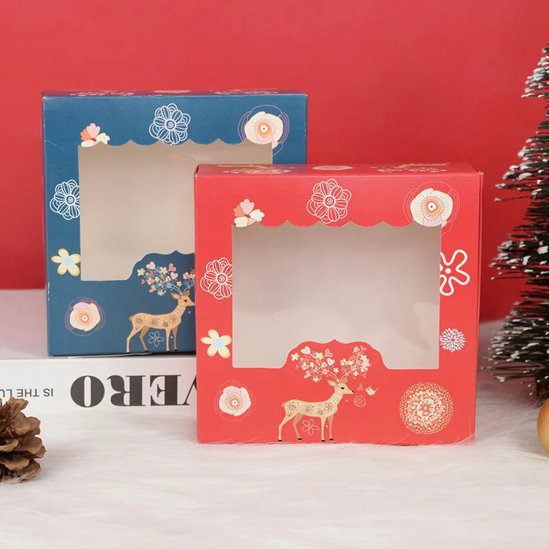Christmas Cookie Boxes with Window | Treat Gift Packaging 5/10 Pcs Gift Cookie Box Babs