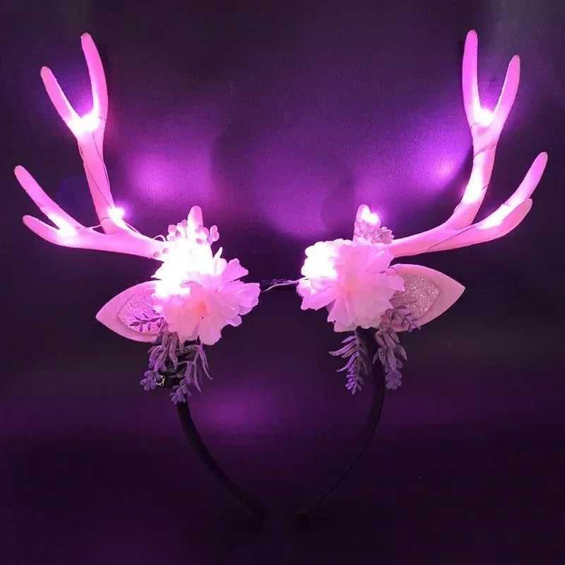 LED Light-Up Reindeer Antler Headband – Party & Cosplay LED Party Headband Babs
