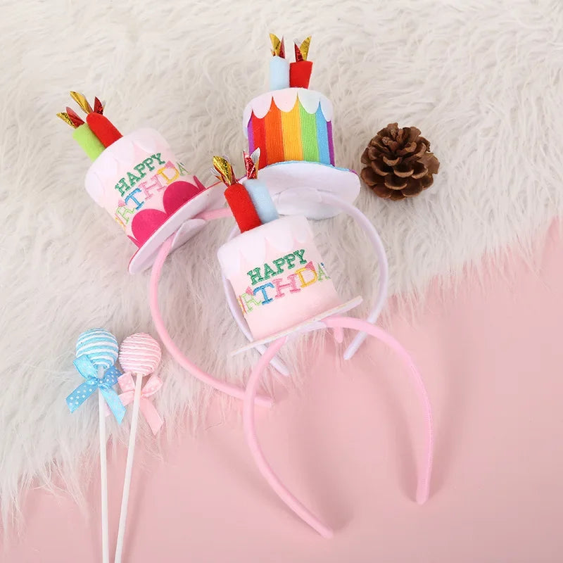 10pcs Birthday Cake Headband Crowns – Pink White Blue Party Set Party Headband Set Babs