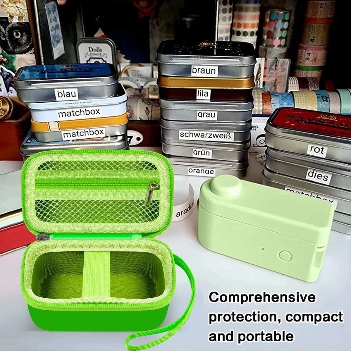 Portable Label Maker Storage Case – EVA Hard Shell Organizer Label Maker Case Babs